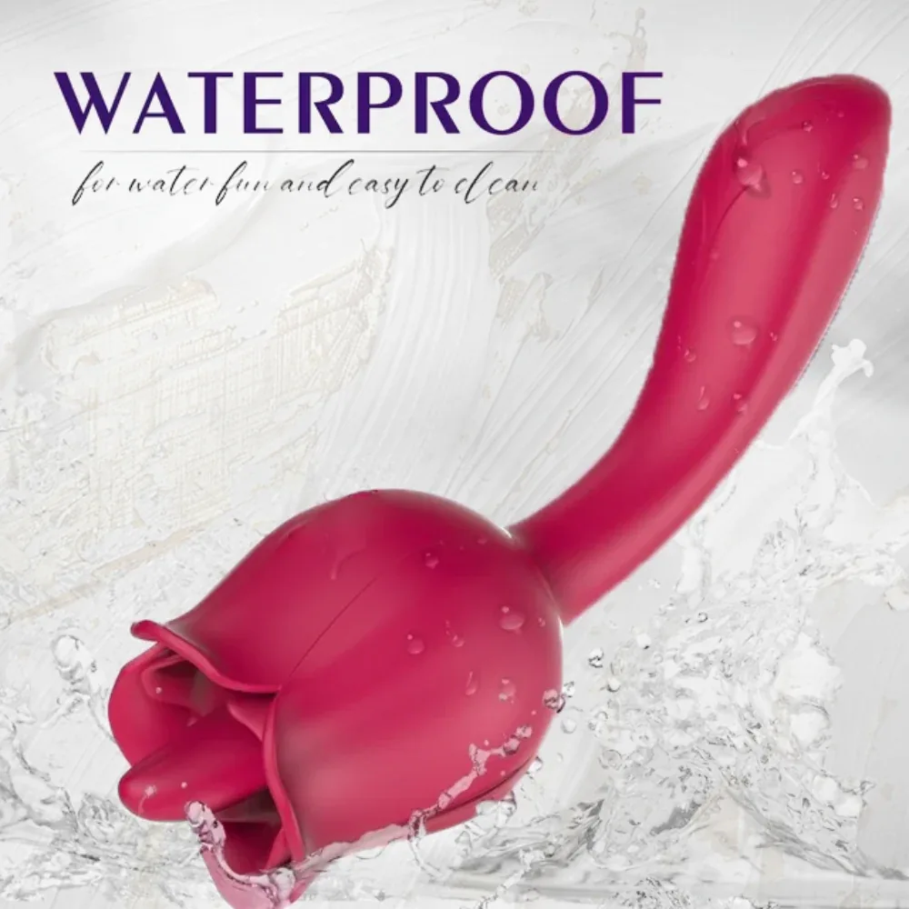 Roselle Stem Rose Tongue Wand — product shown with water splashes