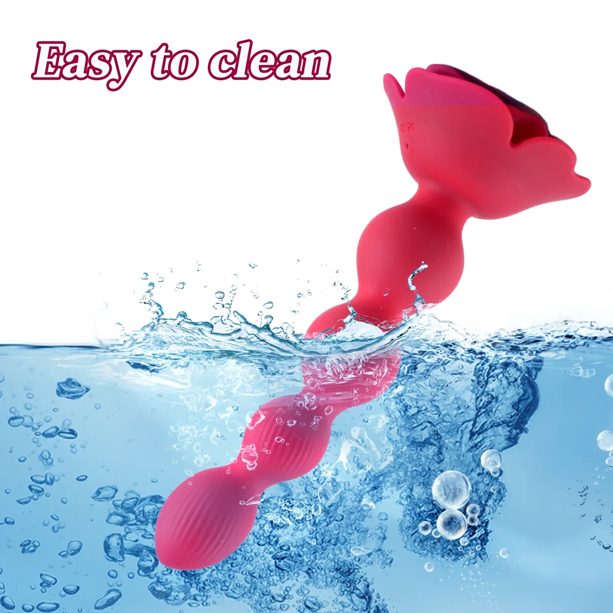 Roselle Strand Rose Bead Vibrator — rose-base bead chain shown with water