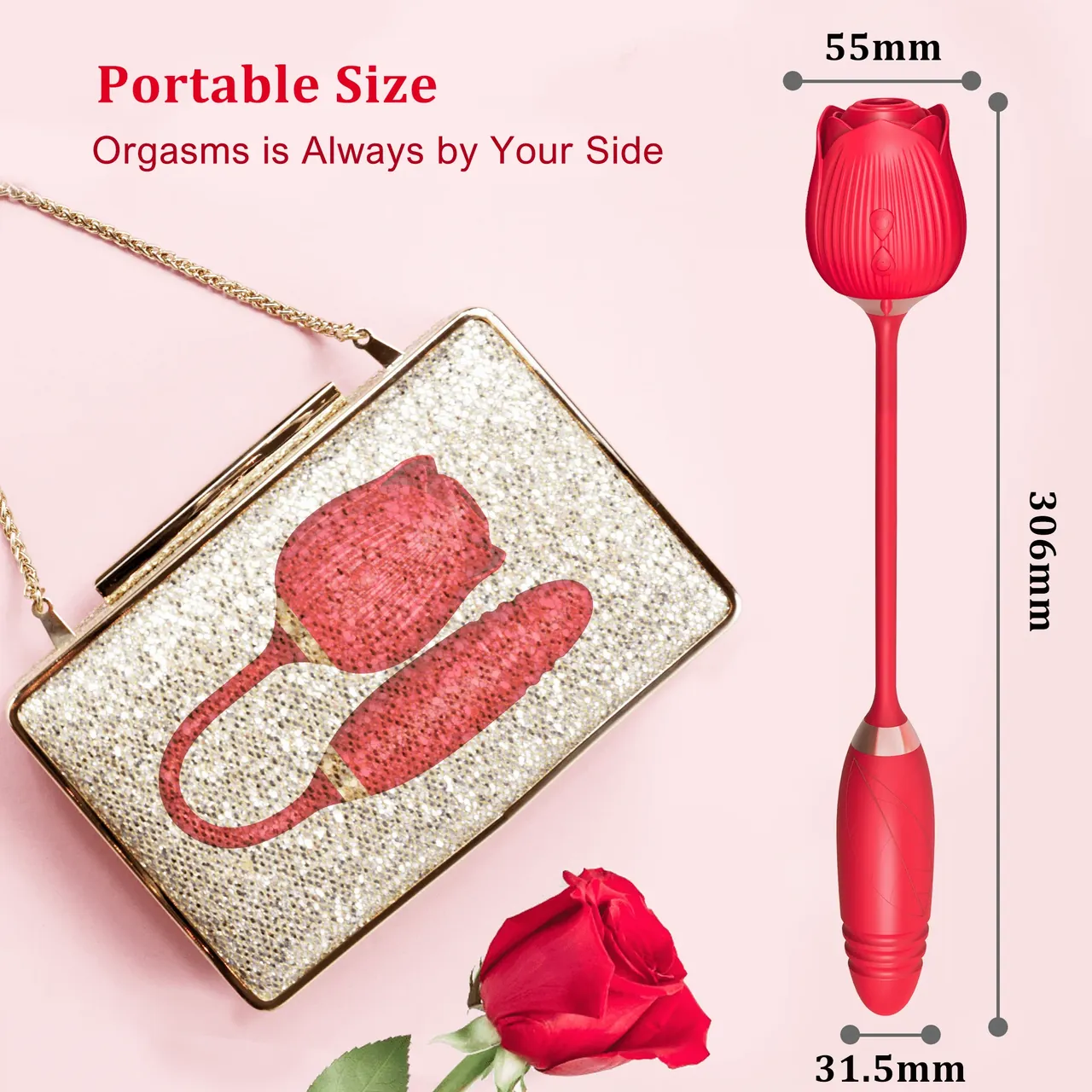 Roselle Stride rose toy — rose-shaped device with connected secondary contact