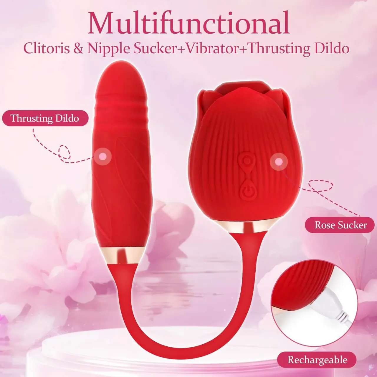 Roselle Stride rose toy — rose-shaped device with connected secondary contact