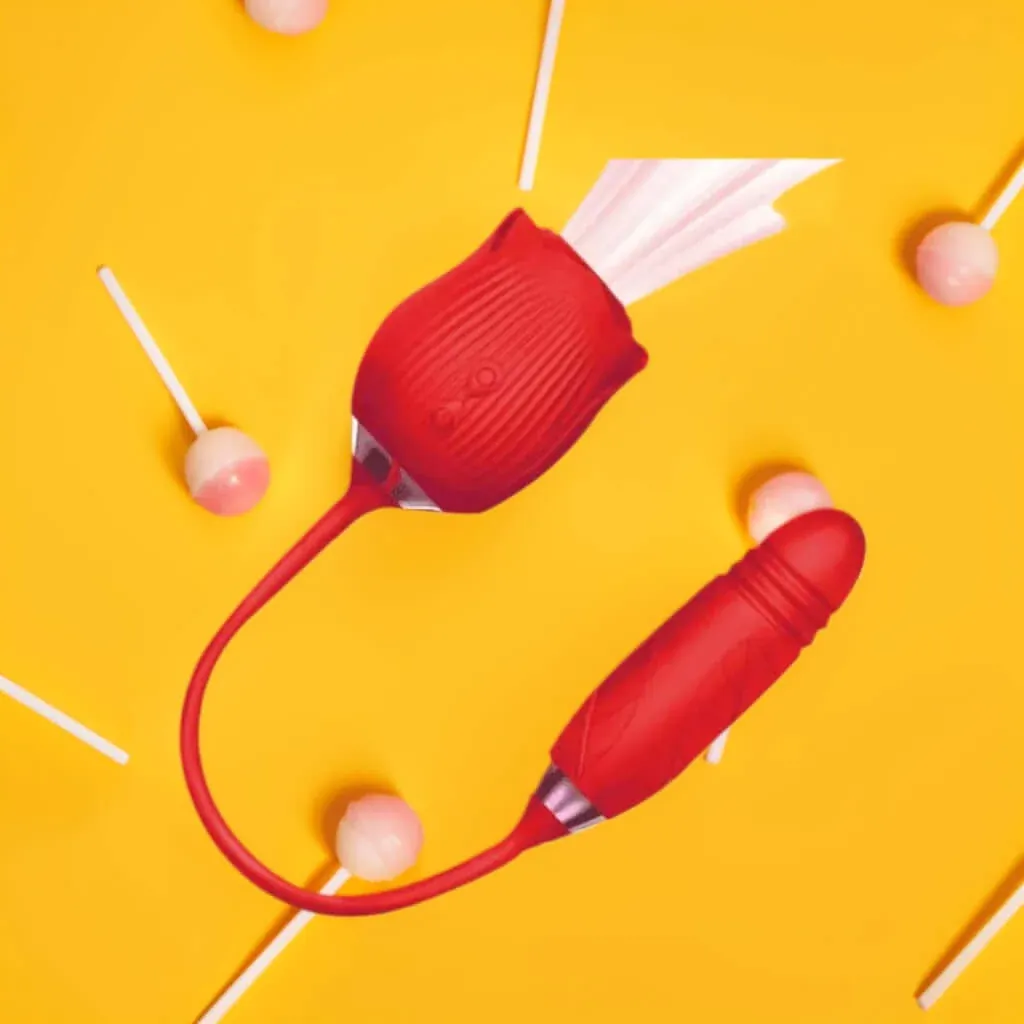 Roselle Stride rose toy — rose-shaped device with connected secondary contact