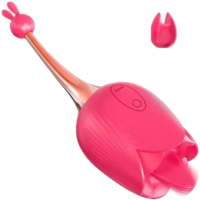 Roselle Tendril Rose Tongue Egg Vibrator — pink rose egg with flexible tail