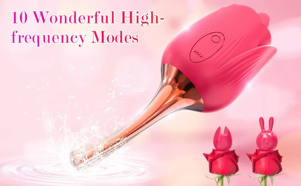 Roselle Tendril Rose Tongue Egg Vibrator — rear view of flexible tail