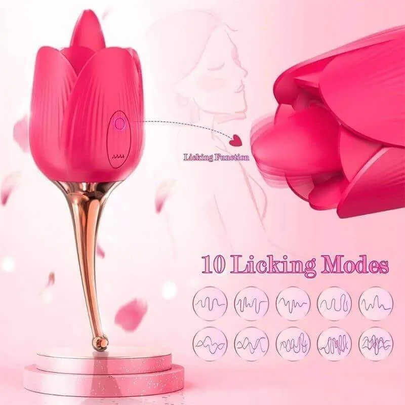 Roselle Tendril Rose Tongue Egg Vibrator — tongue-style opening detail