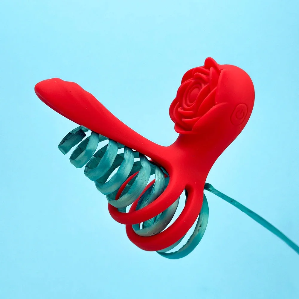 Roselle Together Rose Couples Vibrator — red rose couples ring product photograph