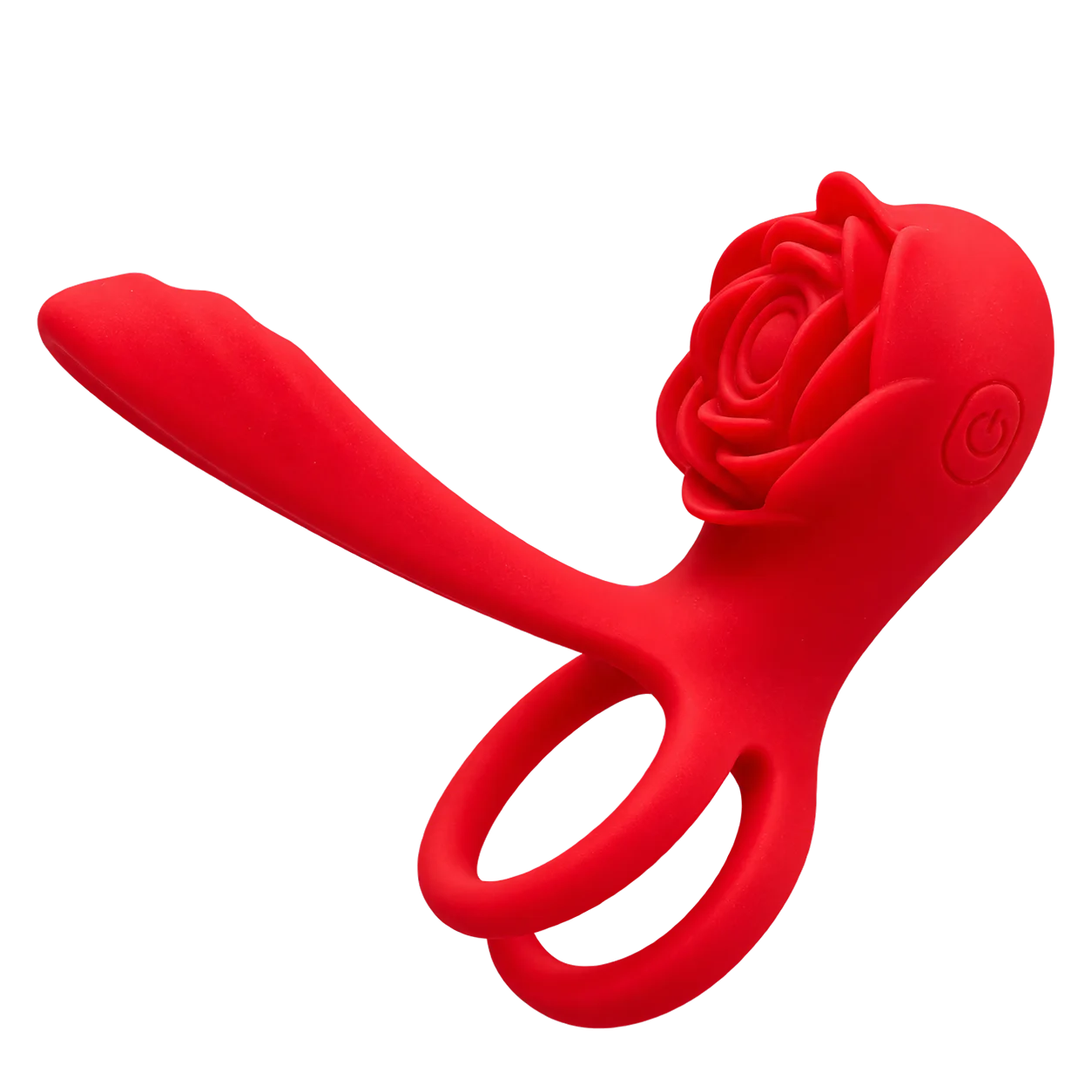 Roselle Together rose-shaped stimulator with connected double rings, isolated product view