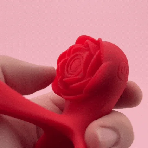 Roselle Together Rose Couples Vibrator — rose ring petal and extension close-up
