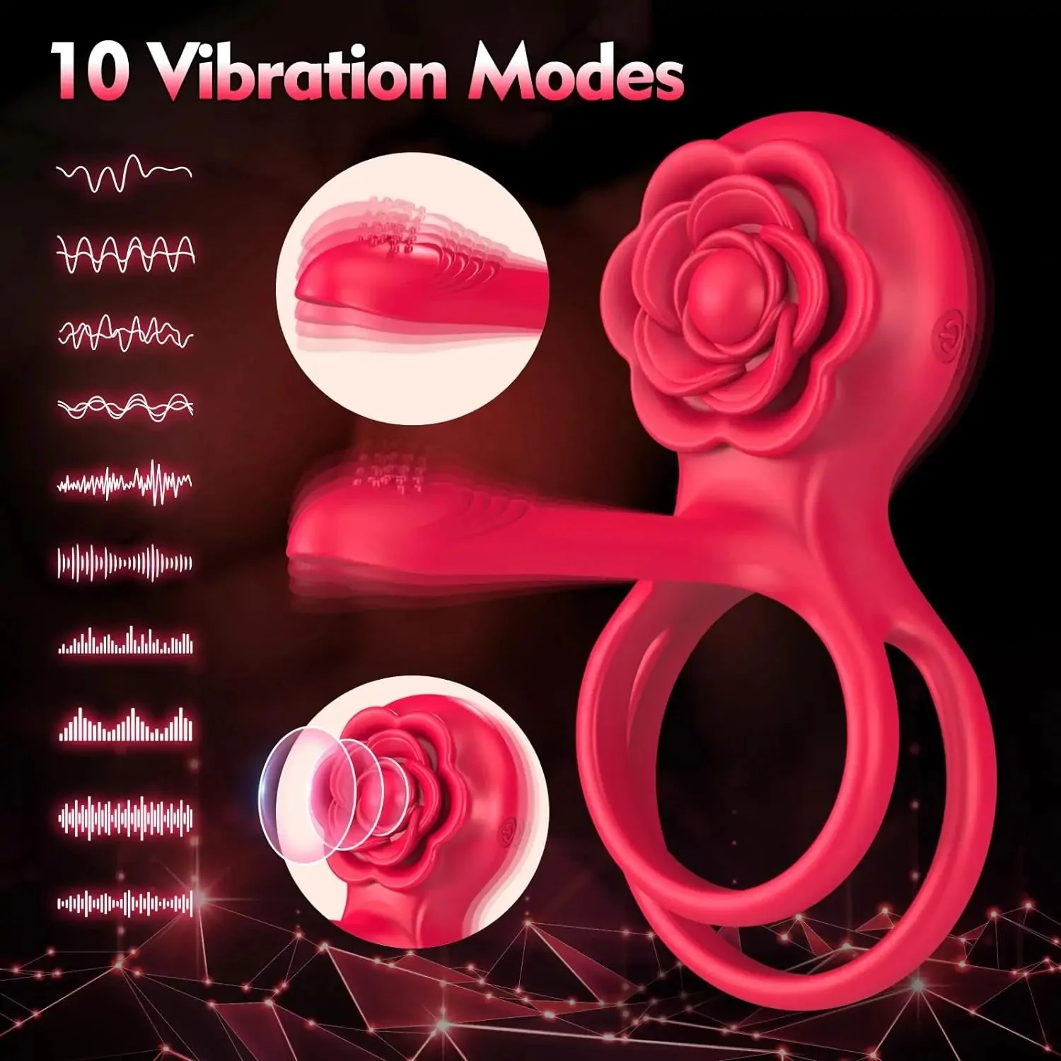 Roselle Together Rose Couples Vibrator — rose ring vibration modes diagram
