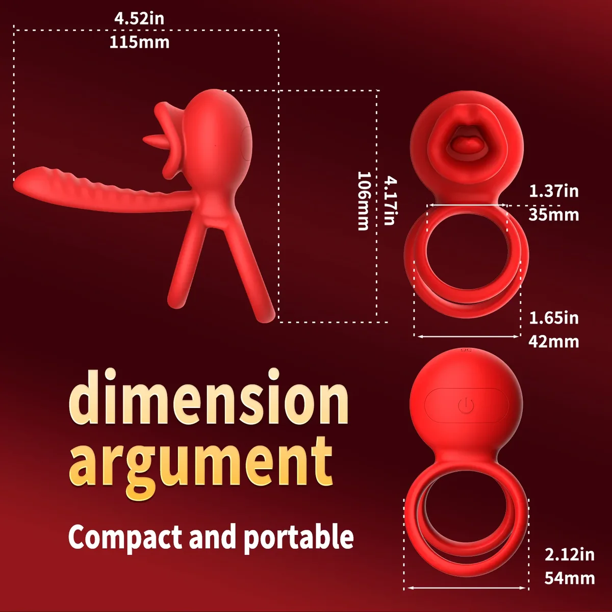 Roselle Union Rose Tongue Ring — dimensions diagram