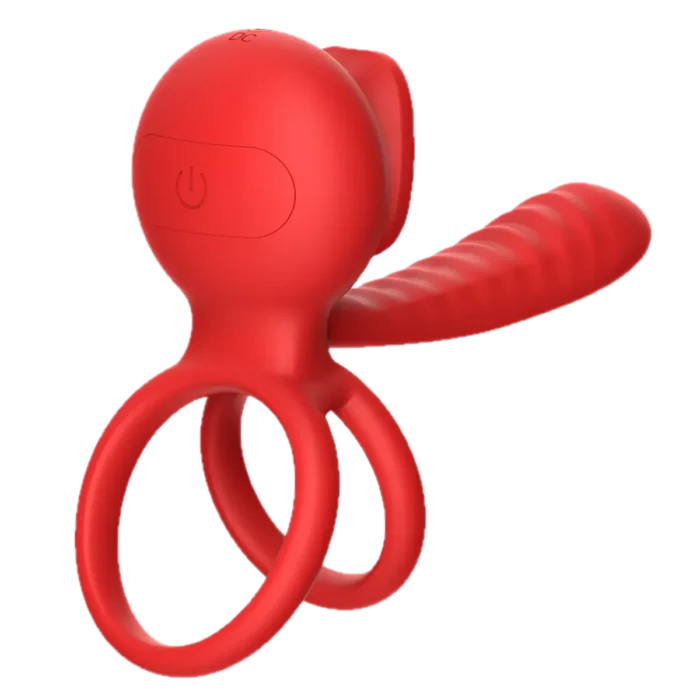 Roselle Union Rose Tongue Ring — isolated rear view of ring and side arm