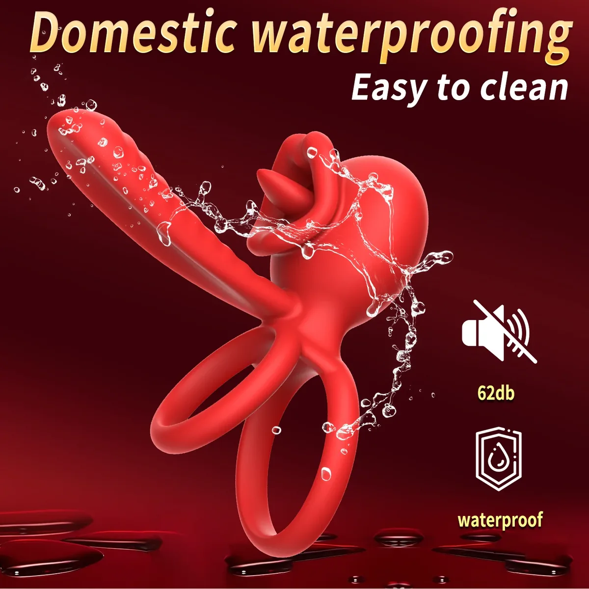 Roselle Union Rose Tongue Ring — ring shown with water splashes