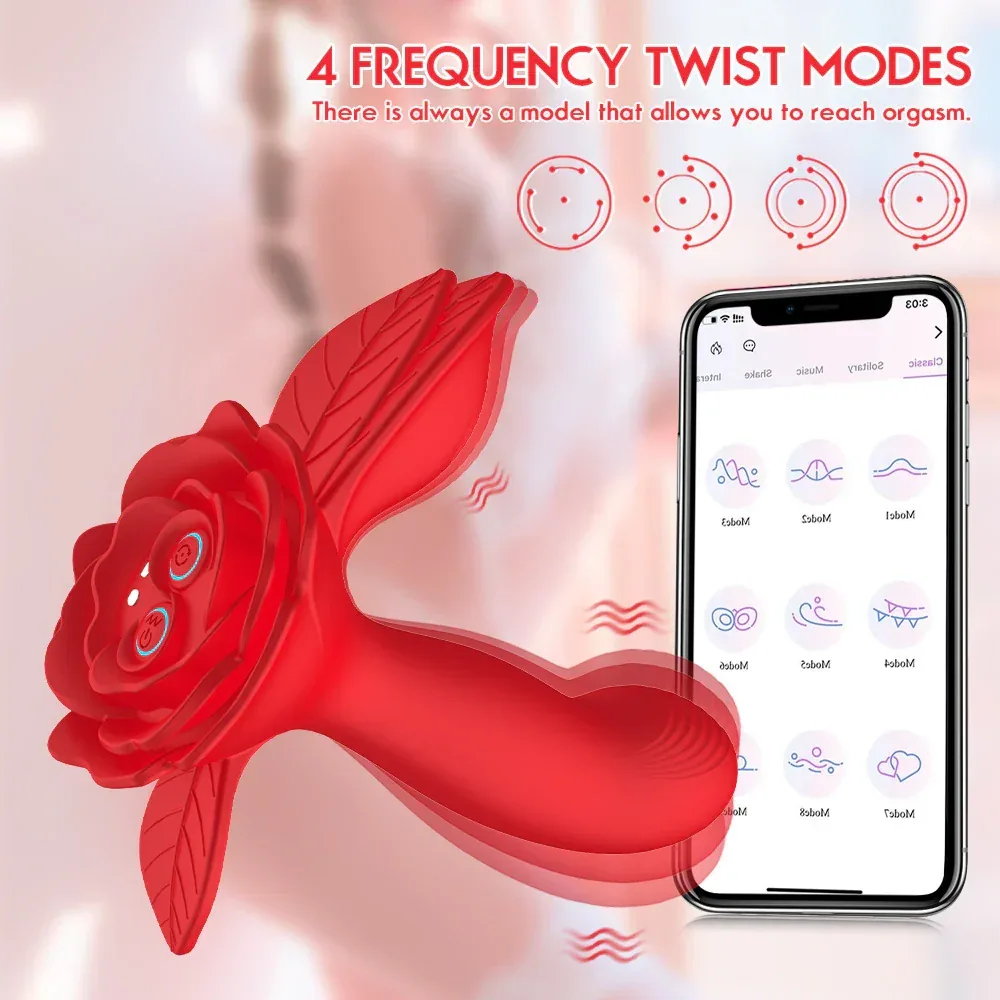 Roselle Veil Wearable Rose Vibrator — rear view and control diagram