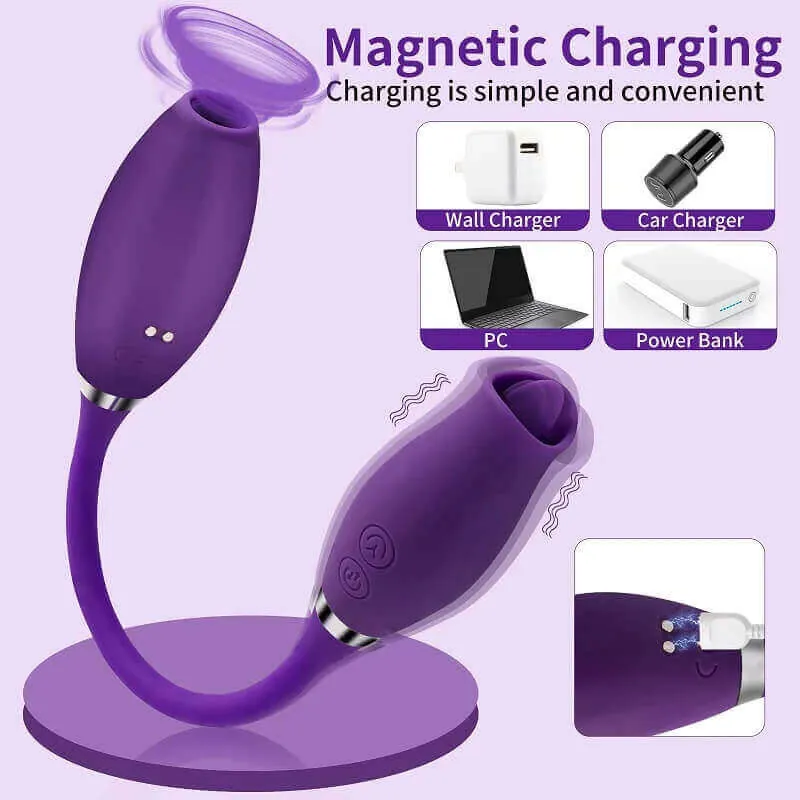 Roselle Violet rose toy — rose-shaped device with connected secondary contact